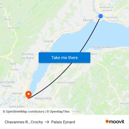 Chavannes-R., Crochy to Palais Eynard map