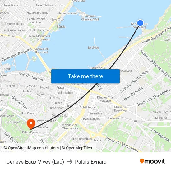 Genève-Eaux-Vives (Lac) to Palais Eynard map