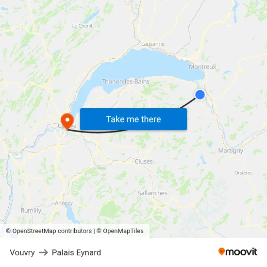 Vouvry to Palais Eynard map