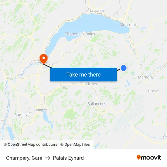 Champéry, Gare to Palais Eynard map