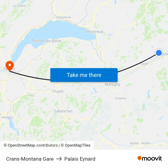 Crans-Montana Gare to Palais Eynard map