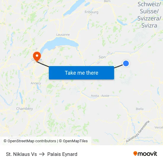 St. Niklaus Vs to Palais Eynard map