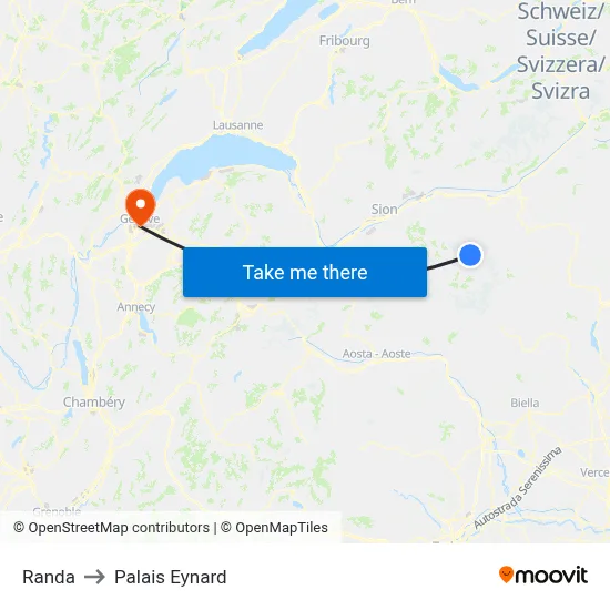 Randa to Palais Eynard map