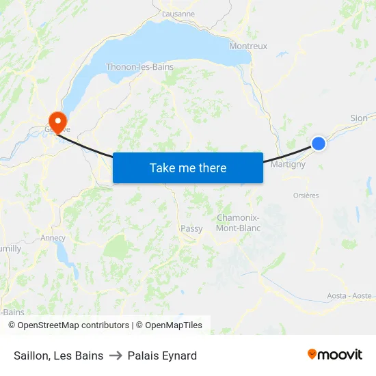 Saillon, Les Bains to Palais Eynard map