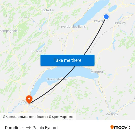 Domdidier to Palais Eynard map