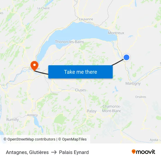 Antagnes, Glutières to Palais Eynard map