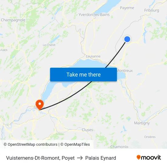 Vuisternens-Dt-Romont, Poyet to Palais Eynard map