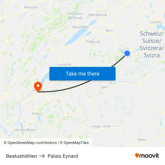 Beatushöhlen to Palais Eynard map