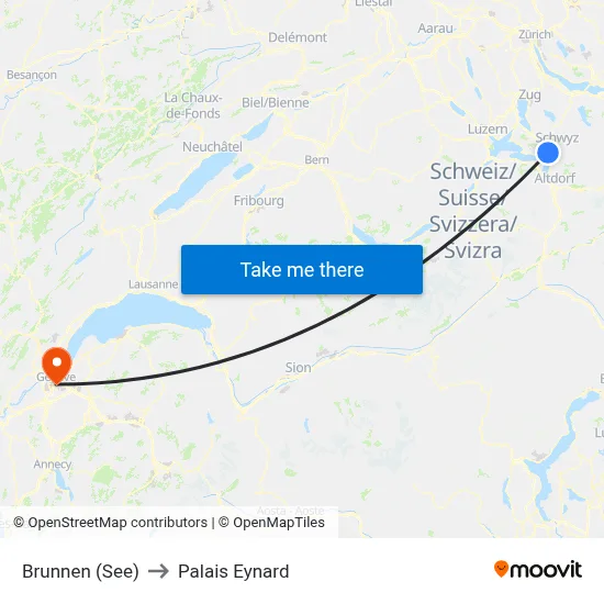 Brunnen (See) to Palais Eynard map