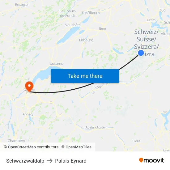 Schwarzwaldalp to Palais Eynard map