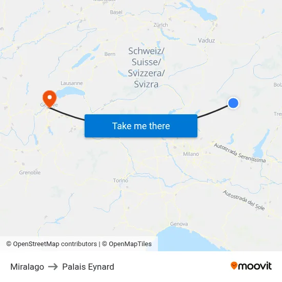 Miralago to Palais Eynard map