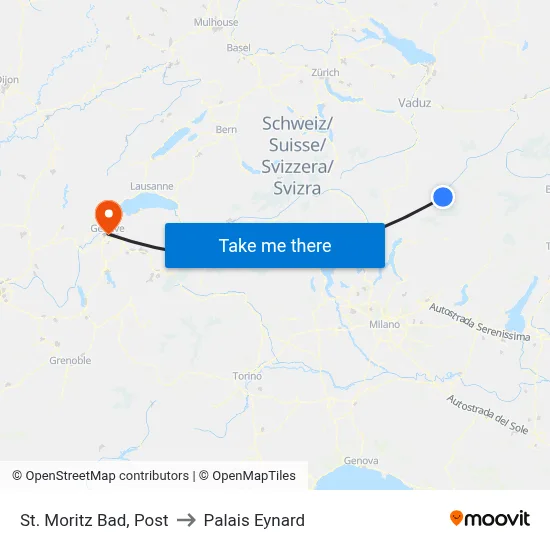 St. Moritz Bad, Post to Palais Eynard map