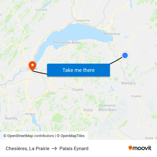 Chesières, La Prairie to Palais Eynard map
