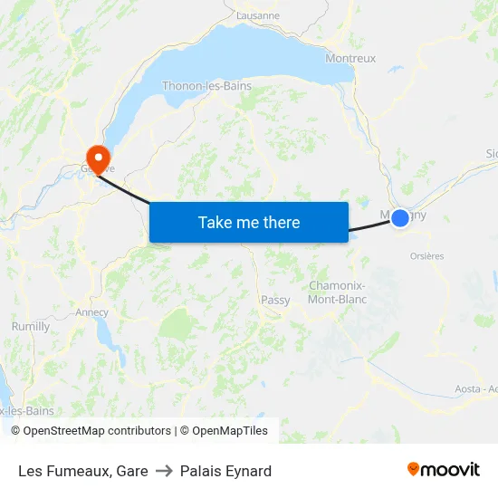 Les Fumeaux, Gare to Palais Eynard map