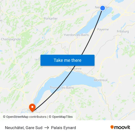 Neuchâtel, Gare Sud to Palais Eynard map