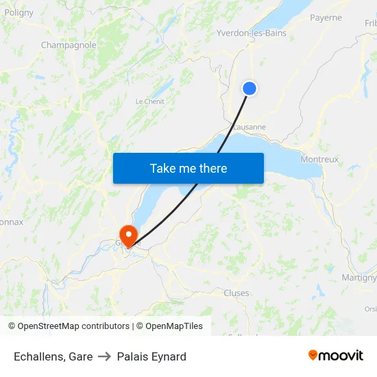 Echallens, Gare to Palais Eynard map