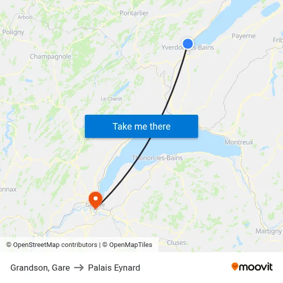 Grandson, Gare to Palais Eynard map
