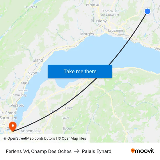 Ferlens Vd, Champ Des Oches to Palais Eynard map