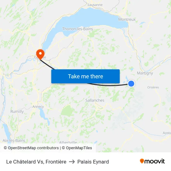 Le Châtelard Vs, Frontière to Palais Eynard map