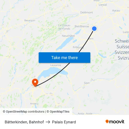 Bätterkinden, Bahnhof to Palais Eynard map