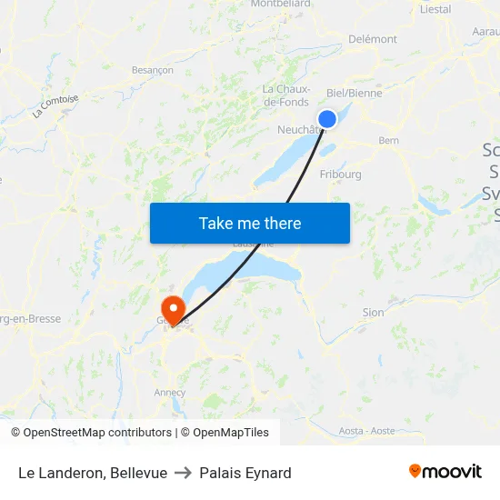 Le Landeron, Bellevue to Palais Eynard map