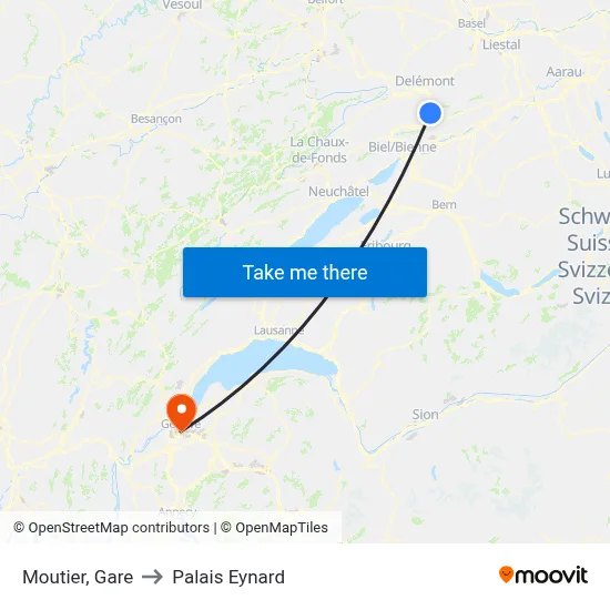 Moutier, Gare to Palais Eynard map