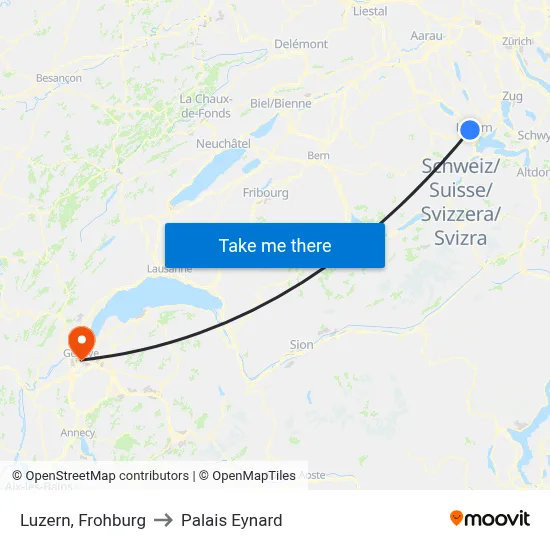 Luzern, Frohburg to Palais Eynard map