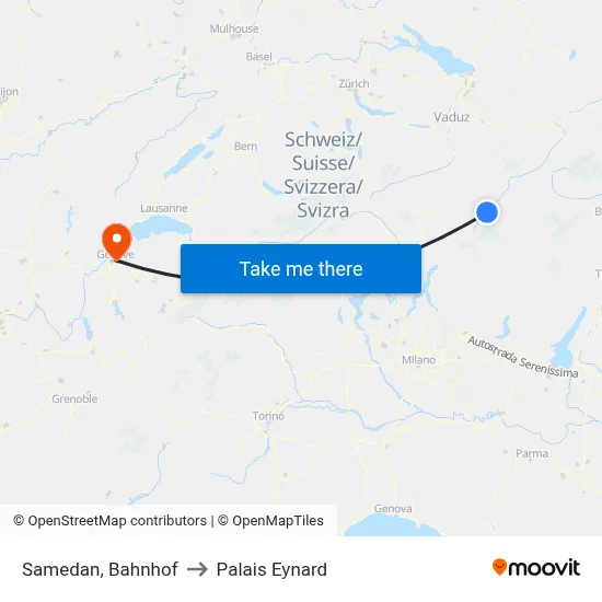 Samedan, Bahnhof to Palais Eynard map