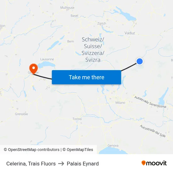 Celerina, Trais Fluors to Palais Eynard map