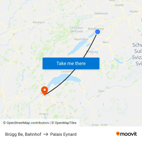 Brügg Be, Bahnhof to Palais Eynard map