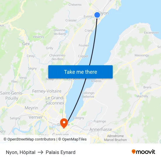 Nyon, Hôpital to Palais Eynard map