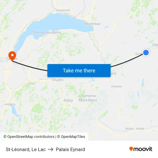 St-Léonard, Le Lac to Palais Eynard map