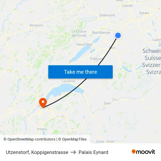 Utzenstorf, Koppigenstrasse to Palais Eynard map