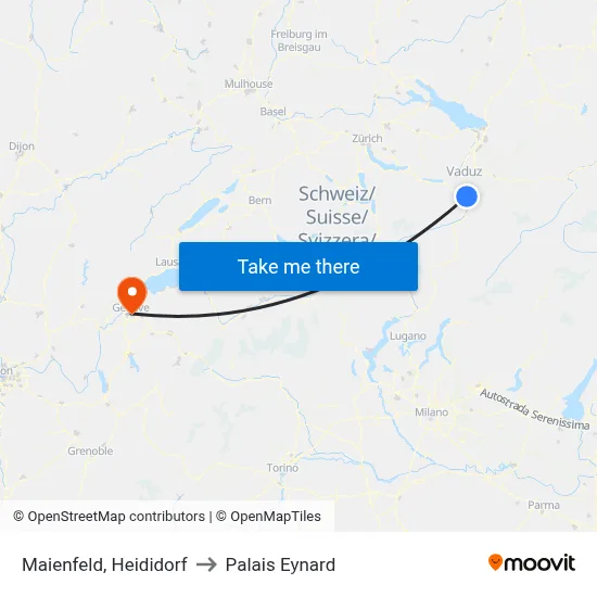 Maienfeld, Heididorf to Palais Eynard map