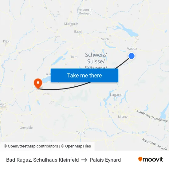 Bad Ragaz, Schulhaus Kleinfeld to Palais Eynard map