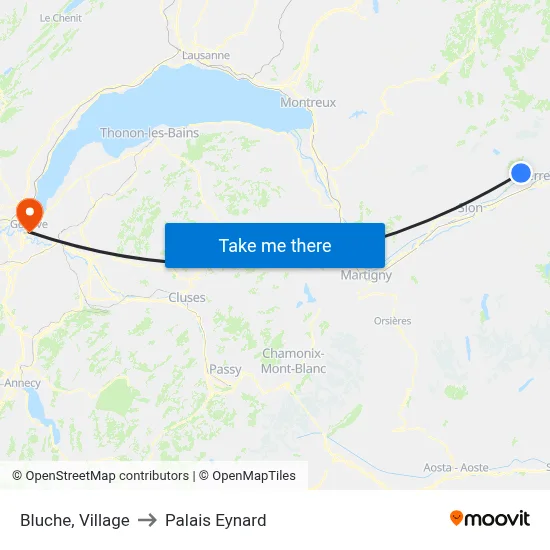 Bluche, Village to Palais Eynard map