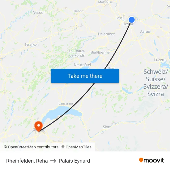 Rheinfelden, Reha to Palais Eynard map
