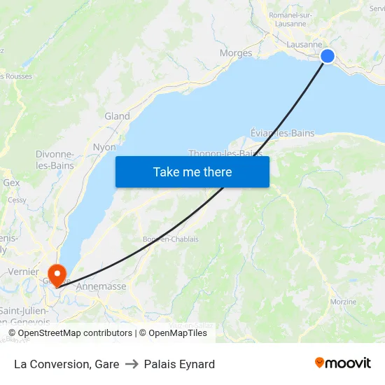 La Conversion, Gare to Palais Eynard map