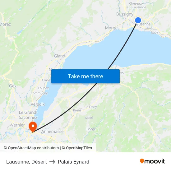 Lausanne, Désert to Palais Eynard map