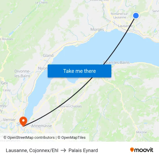 Lausanne, Cojonnex/Ehl to Palais Eynard map