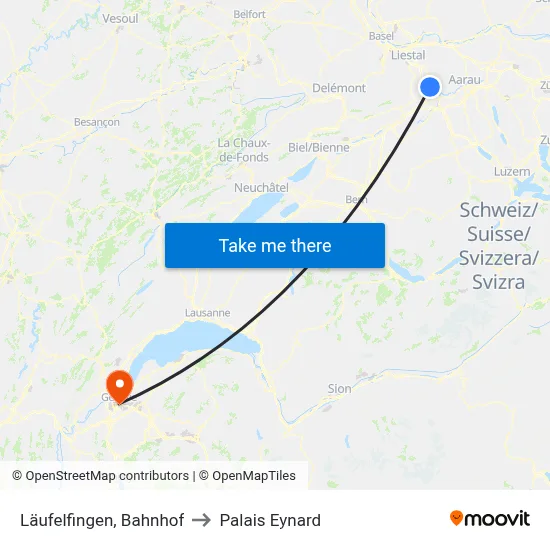 Läufelfingen, Bahnhof to Palais Eynard map