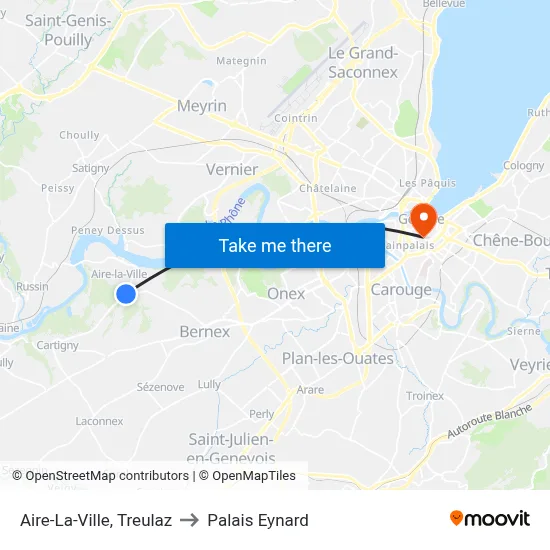 Aire-La-Ville, Treulaz to Palais Eynard map
