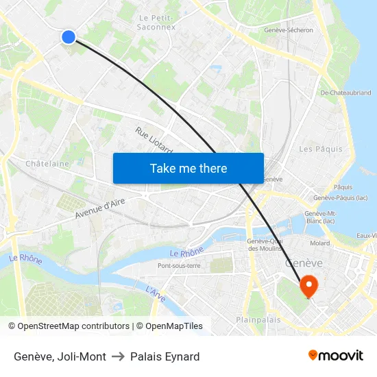 Genève, Joli-Mont to Palais Eynard map