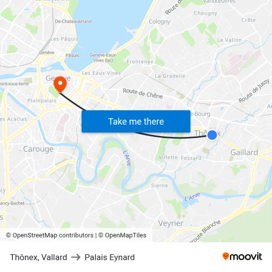 Thônex, Vallard to Palais Eynard map