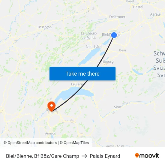 Biel/Bienne, Bf Böz/Gare Champ to Palais Eynard map