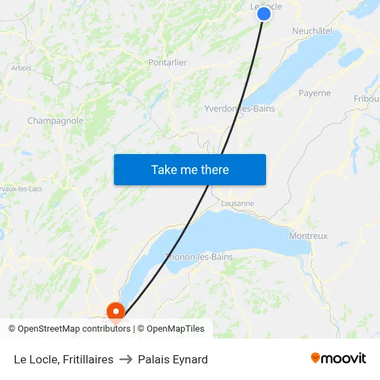Le Locle, Fritillaires to Palais Eynard map