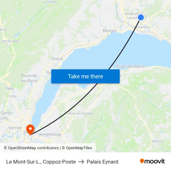 Le Mont-Sur-L., Coppoz-Poste to Palais Eynard map