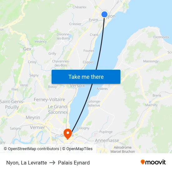 Nyon, La Levratte to Palais Eynard map
