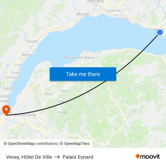 Vevey, Hôtel De Ville to Palais Eynard map