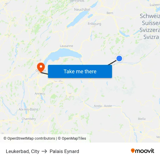 Leukerbad, City to Palais Eynard map